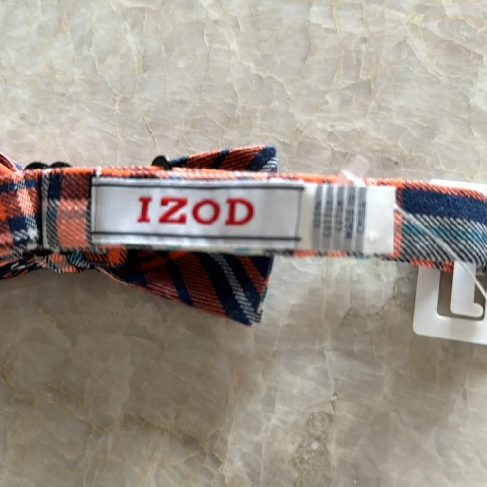 Boys Bow Tie Izod Blue/Orange Plaid One Size New‎